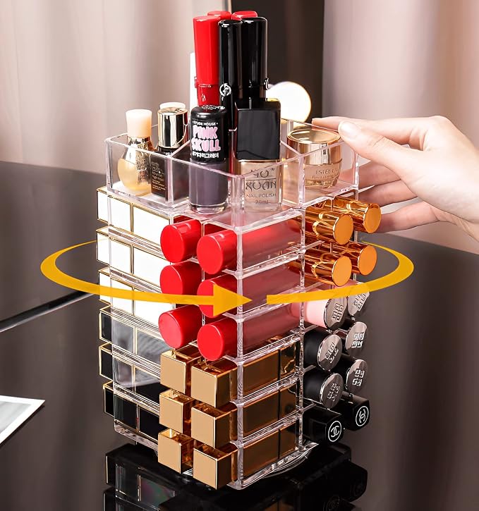 Sooyee 360 Degree Spinning Lipstick Organizer Holder 53 Spaces, Acrylic by Sooyee