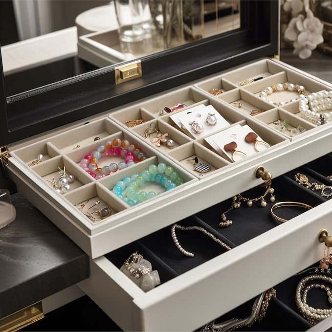 Highergo 8 Pcs Velvet Jewelry Trays Stackable Drawers Organizer Ring Earring - Image 4