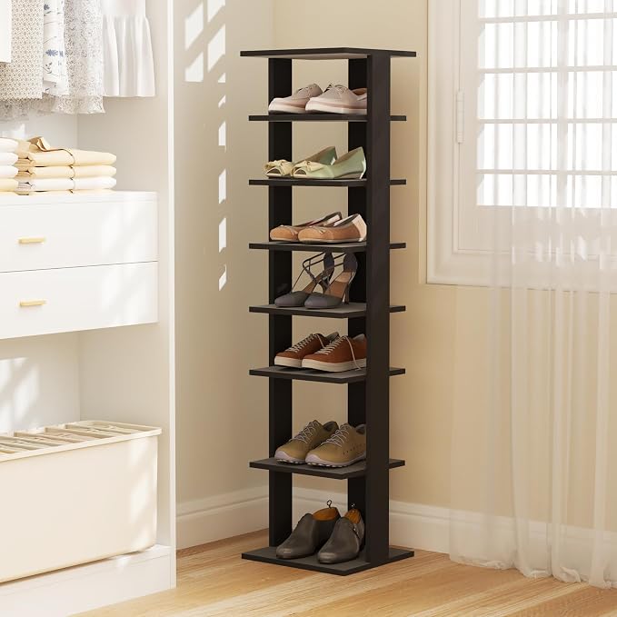 Tangkula 8-Tier Vertical Shoe Rack, Space-Saving Corner Shoe Organizer - Image 4
