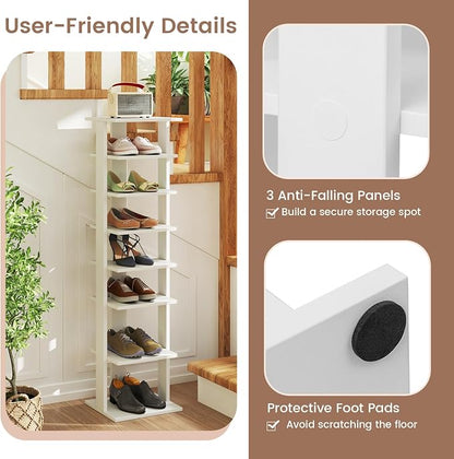 Tangkula 8-Tier Vertical Shoe Rack, Space-Saving Corner Shoe Organizer - Image 7