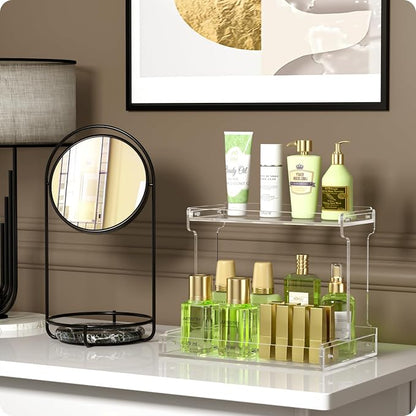 NPPLUS Bathroom Countertop Organizer, 2-Tier Clear Acrylic Counter Storage Shelf - Image 2