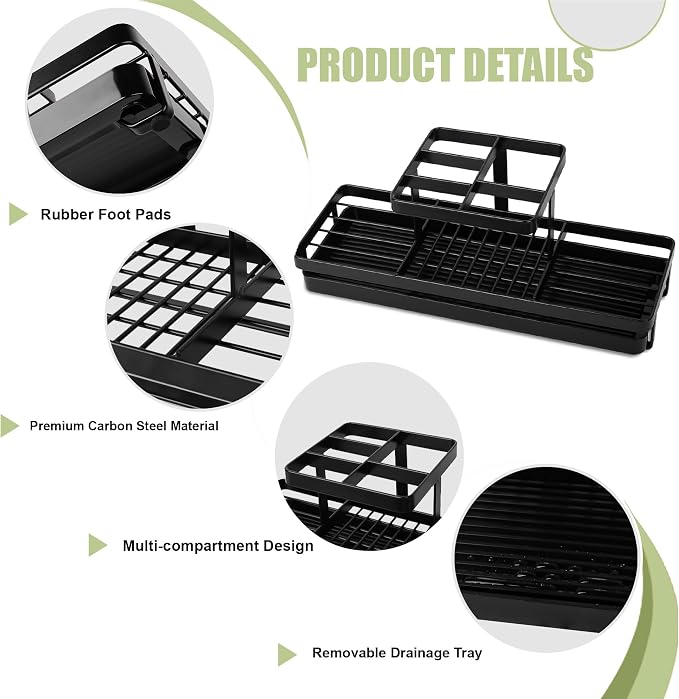 Toothbrush Holders Toothpaste Organizer Bathroom Accessories, Matte Black | - Image 4