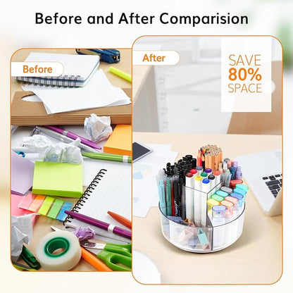 Rotating Pencil Holder for Desk, 5 Slots 360-Degree Spinning Acrylic Pen Holder - Image 7