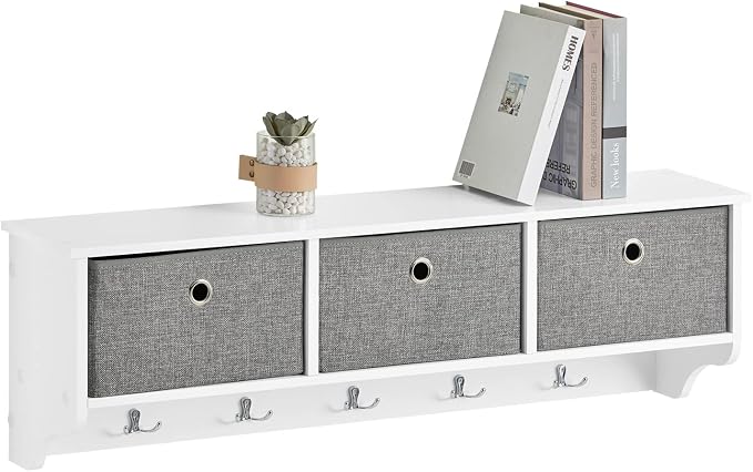 Haotian SoBuy Wall Shelf with Hooks, Coat Rack Wall Mounted with Shelf | Wall by Haotian