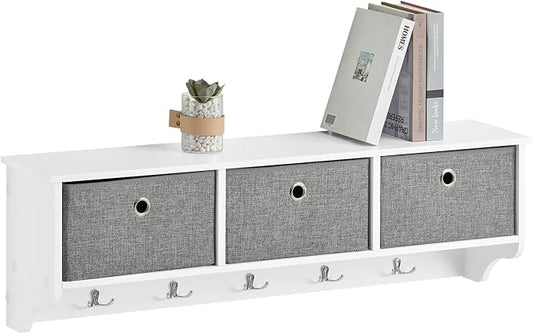 Haotian SoBuy Wall Shelf with Hooks, Coat Rack Wall Mounted with Shelf | Wall by Haotian
