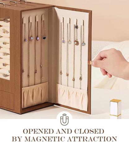Homde Jewelry Organizer with Transparent Window Necklace Hooks Gift - Image 4