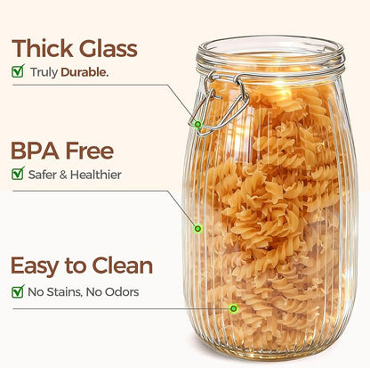 ComSaf Airtight Glass jar with lid 51oz Set of 3, Glass Storage Containers with - Image 4