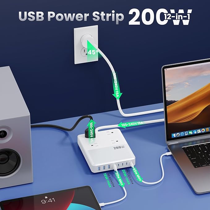 200W USB C Charging Station Power Strip - Image 5