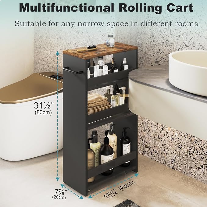 MARTY Rolling Storage Cart 7.9" W, 4-Tier Kitchen Cart - Image 3
