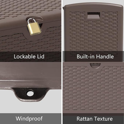 90 Gallon Pro Outdoor Storage Box Waterproof Lockable Resin Deck Box Large - Image 6