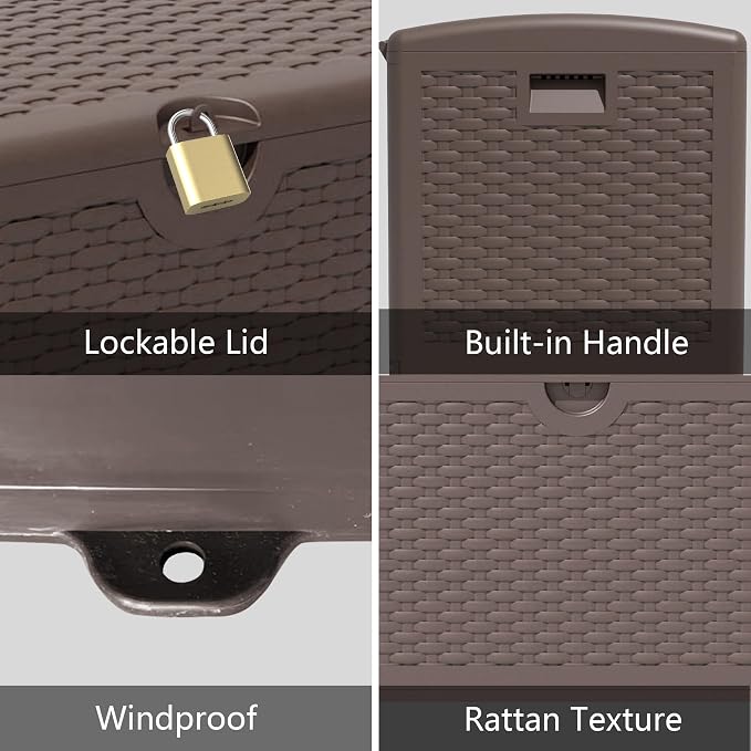80 Gallon Pro Resin Deck Box, Waterproof Outdoor Storage Bin - Image 5