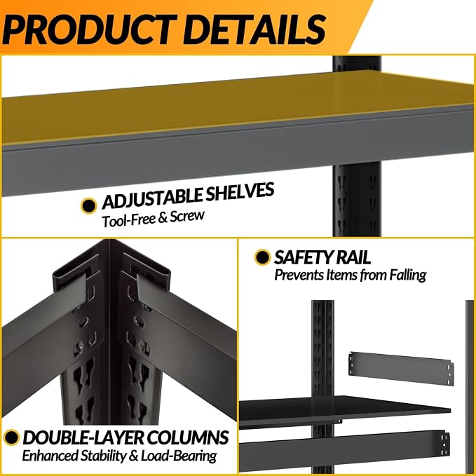 BESFUR 5-Tier Metal Shelving Unit, Adjustable Storage Utility Rack, Heavy Duty - Image 6