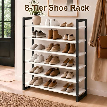 8-Tier Tall Shoe Rack, Stackable Zero-Wobble Metal Frame - Image 3