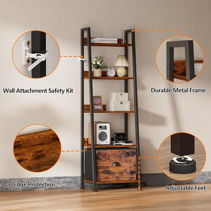 Furologee Ladder Shelf, 5 Tier Bookshelf - Image 4