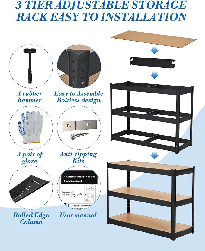Garage Storage Shelves, Loads 1320 LBS, Metal Storage Utility Racks - Image 5