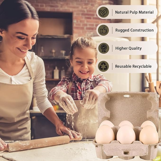 30 Pack Half Dozen Egg Cartons, Blank Natural Pulp Egg Carton Bulk 6 Count - Image 4
