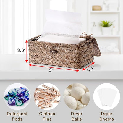 Dryer Sheet Holder, Woven Seagrass Dryer Sheets Storage Container - Image 4