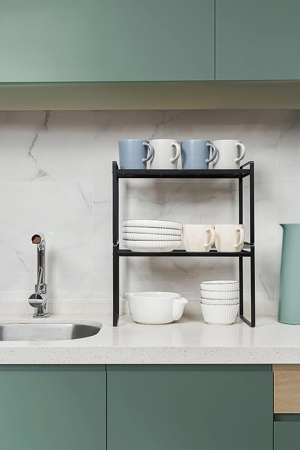 2Pack Kitchen Cabinet Shelf Counter Organizer Rack Pantry Storage Bathroom - Image 6