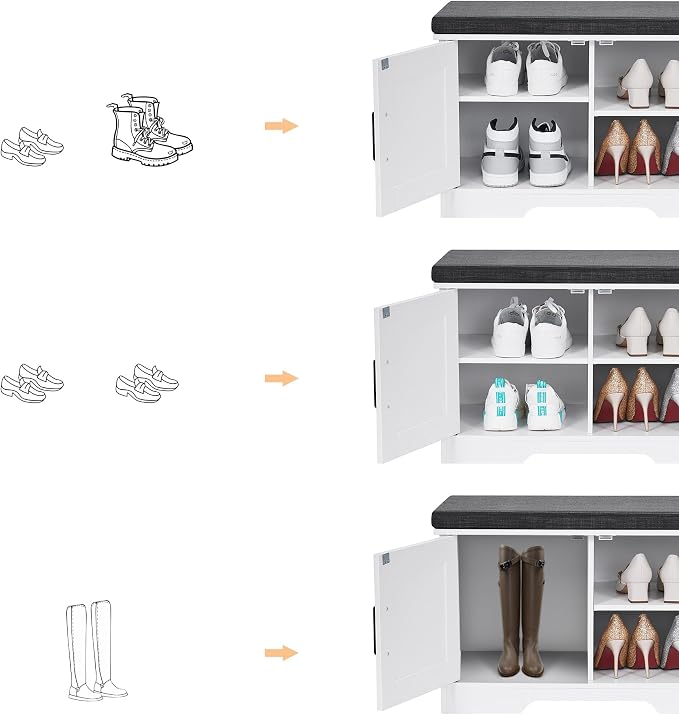 HOMSHO Farmhouse Shoe Storage Bench - Image 8
