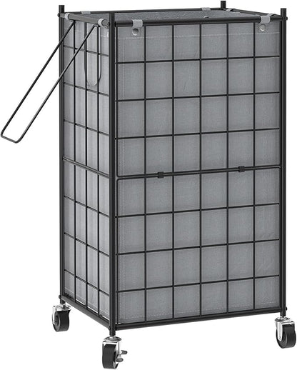 WOWLIVE Laundry Hamper with Wheels, Metal Wire Frame Rolling Laundry Basket by WOWLIVE