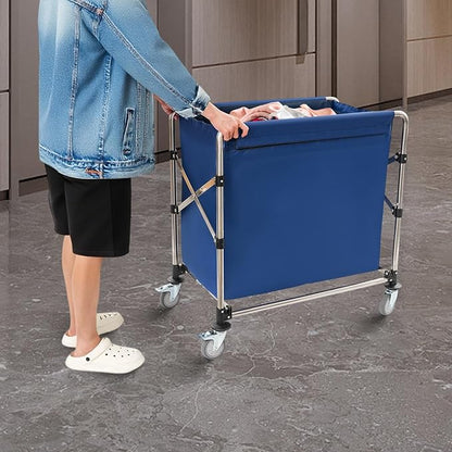 Commercial Laundry Cart with Wheels, Folding Laundry Hamper Cart, Heavy Duty - Image 5