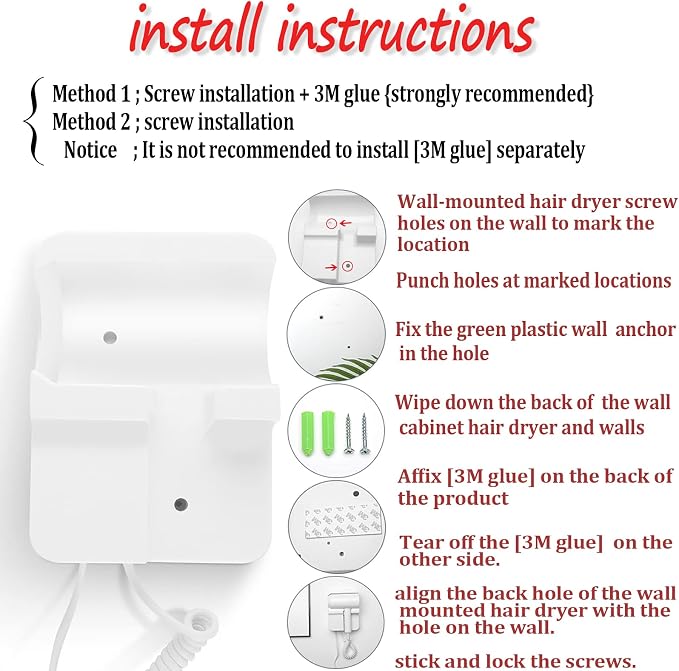 Hotel Wall Mounted Hair Dryer for Bathroom, Restroom Professional Blow Dryer - Image 2