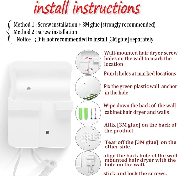 Hotel Wall Mounted Hair Dryer for Bathroom, Restroom Professional Blow Dryer - Image 2