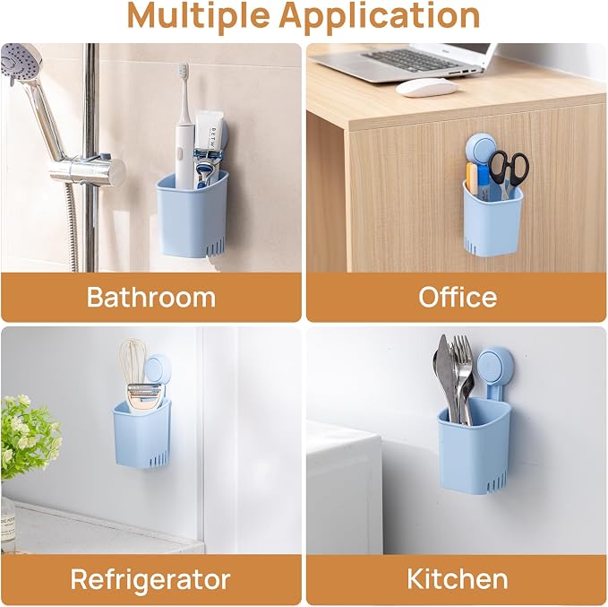 LEVERLOC Powerful Suction Cup Toothbrush Holder, Drill-Free Wall Shower Holder - Image 6