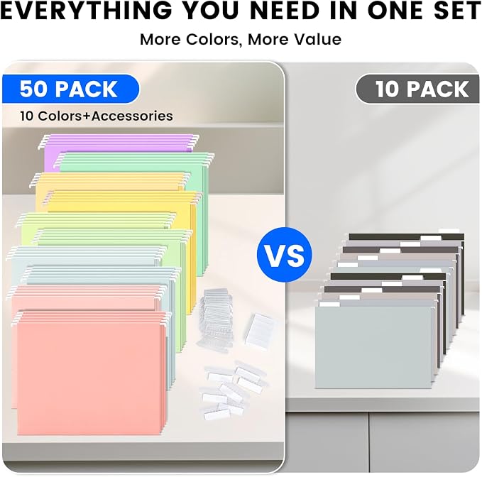 50-Pack Pastel Hanging File Folders, Letter Size - Image 6