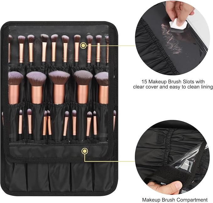 Relavel Makeup Bag with LED Mirror, Large Capacity Travel Cosmetic Organizer - Image 4