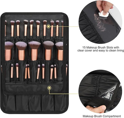Relavel Makeup Bag with LED Mirror, Large Capacity Travel Cosmetic Organizer - Image 4