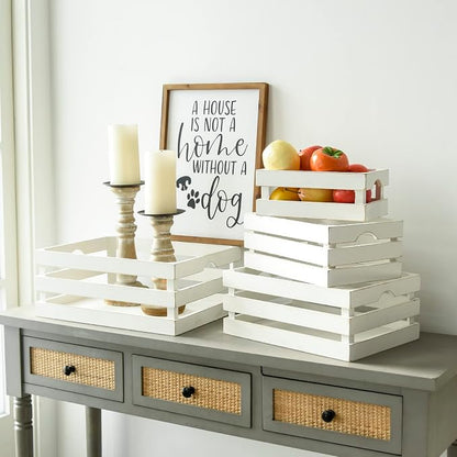 Set of 4 Large Wooden Crates Decorative, Farmhouse Wooden Storage Container - Image 6