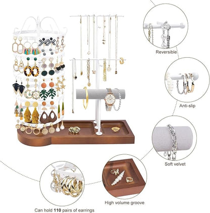 Jewelry Organizer Stand, Metal Rotating Earring Holder Organizer - Image 3