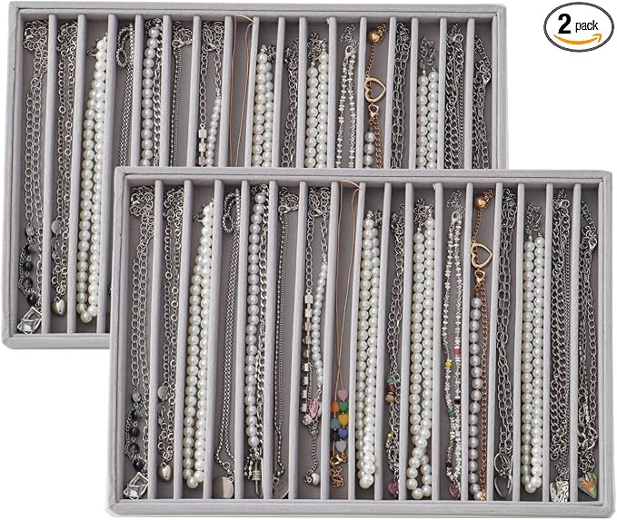 Large Velvet Jewelry Tray 2 Pack Stackable Jewelry Display Drawer Inserts Trays by Unknown