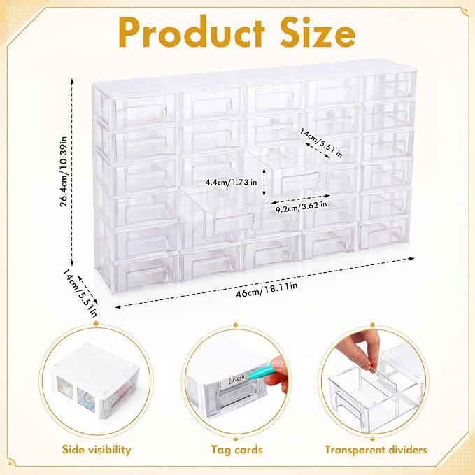 Novabright 30 Pcs Stackable Drawers Storage Plastic Drawers Small Parts Storage - Image 2