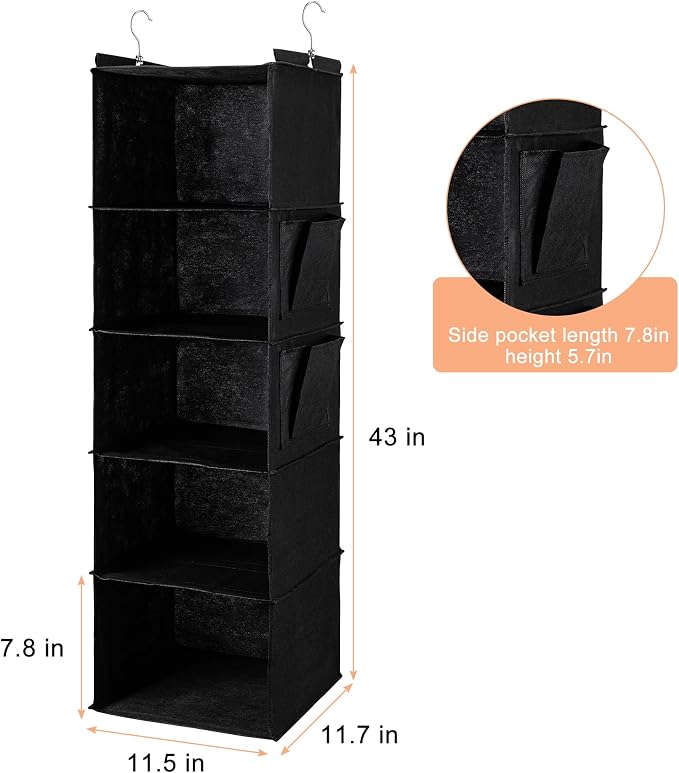 BOOMIBOO Hanging Closet Organize and Shelves，5-Hanging Shelf - Image 3