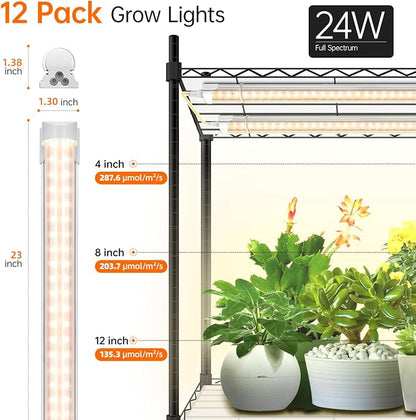 Bstrip Plant Shelf with Grow Light, 4-Tier Large Grow Light Shelf with Wheels - Image 4