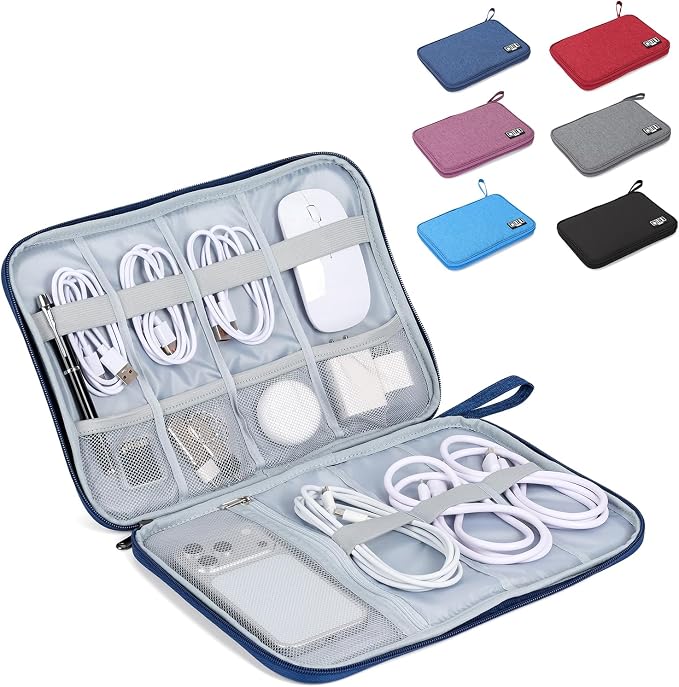 Large Slim Cable Organizer Travel Case, Single-Layer Electronic Accessories by Unknown