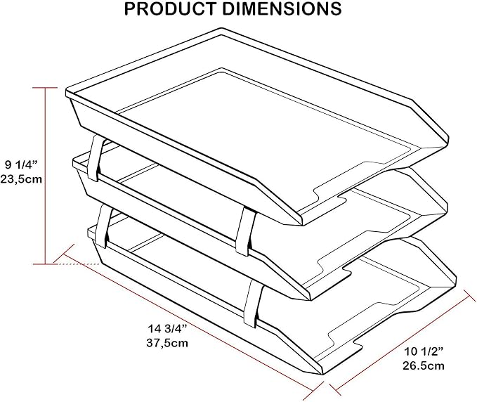 Acrimet Facility 3 Tier Letter Tray, Front Load, Letter Size/A4, Desktop File - Image 6