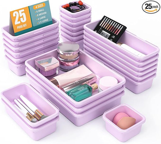 25 PCS Drawer Organizer Set, 4 Size Makeup Drawer Divider Organizer by StoreHappily