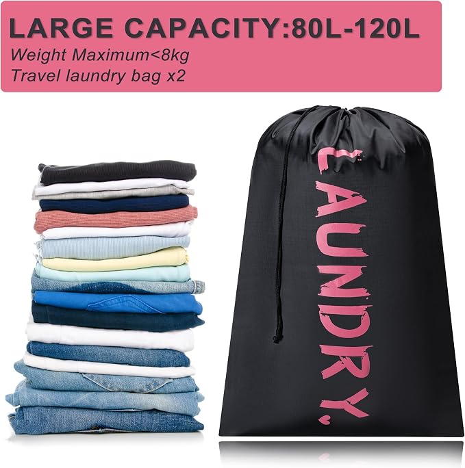 4 Pack XL Travel Laundry Bag, Machine Washable Dirty Clothes Organizer - Image 4