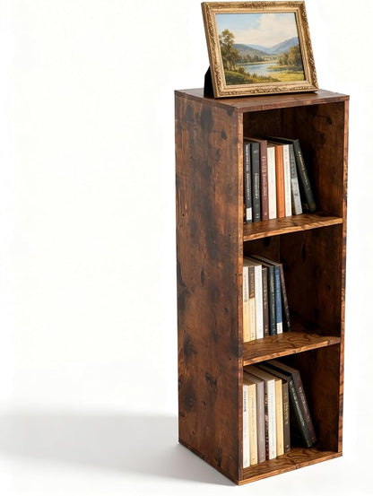 Cube Storage Organizer, 3 Cube Retro Bookshelf, Freestanding 3 Tier Open Shelf by NewBeth
