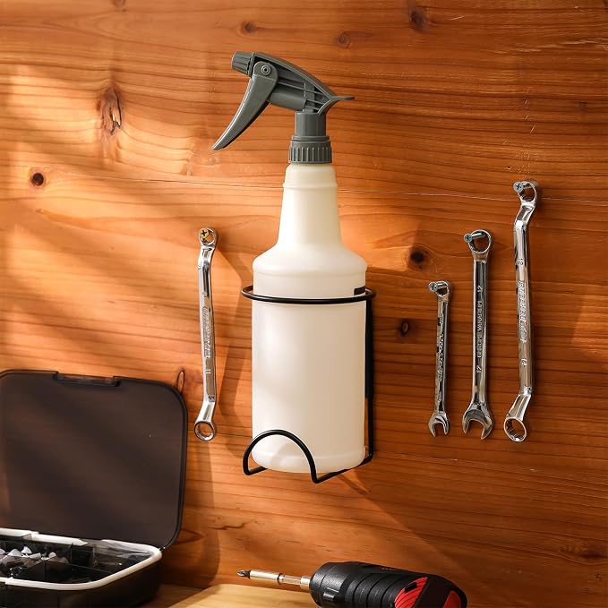 CroBlissful 4 Pcs Spray Bottle Holder Wall Mount Heavy Duty Spray Bottle Rack - Image 4
