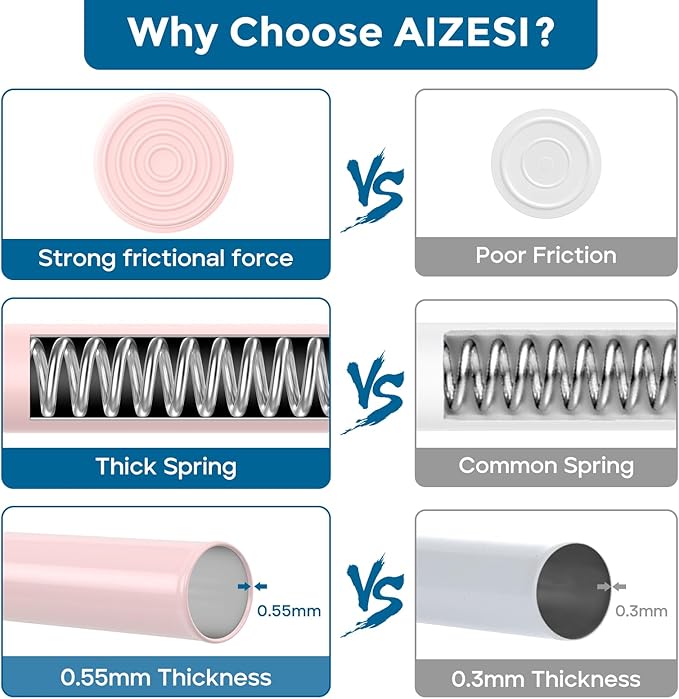 AIZESI Spring Tension Rods Adjustable Tension Curtain Rod Small Tension Rod No - Image 3