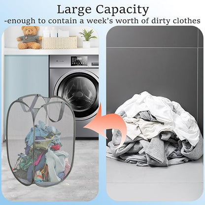 2 Pack Pop Up Laundry Hamper, Collapsible Laundry Baskets, Foldable Mesh - Image 7