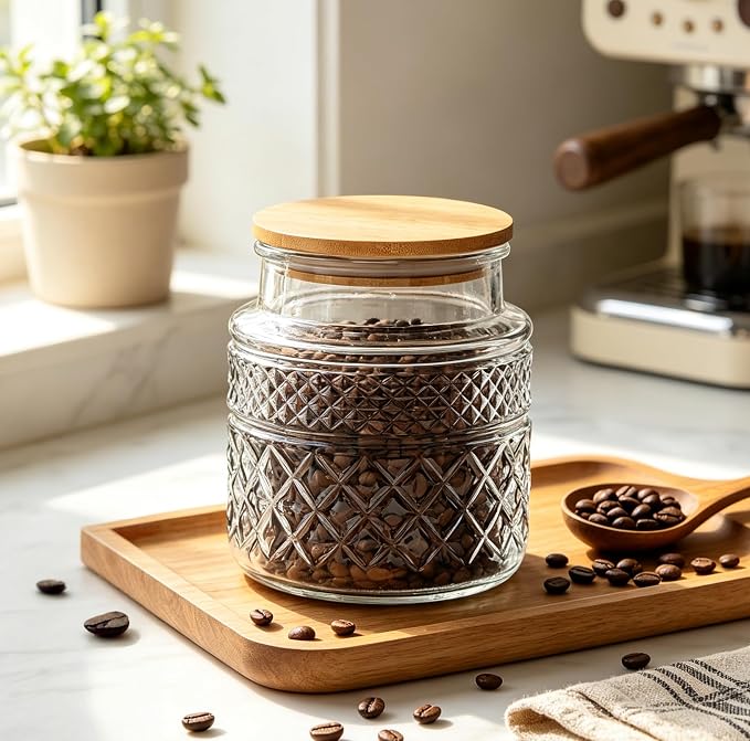 Prettidecor Glass Storage Jars, 38 FL OZ Airtight Canisters by Prettidecor