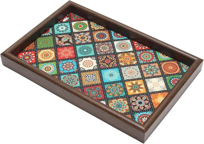 Wooden Valet Tray with Leather Base, EDC Catch All Tray Nightstand Entryway by Unknown