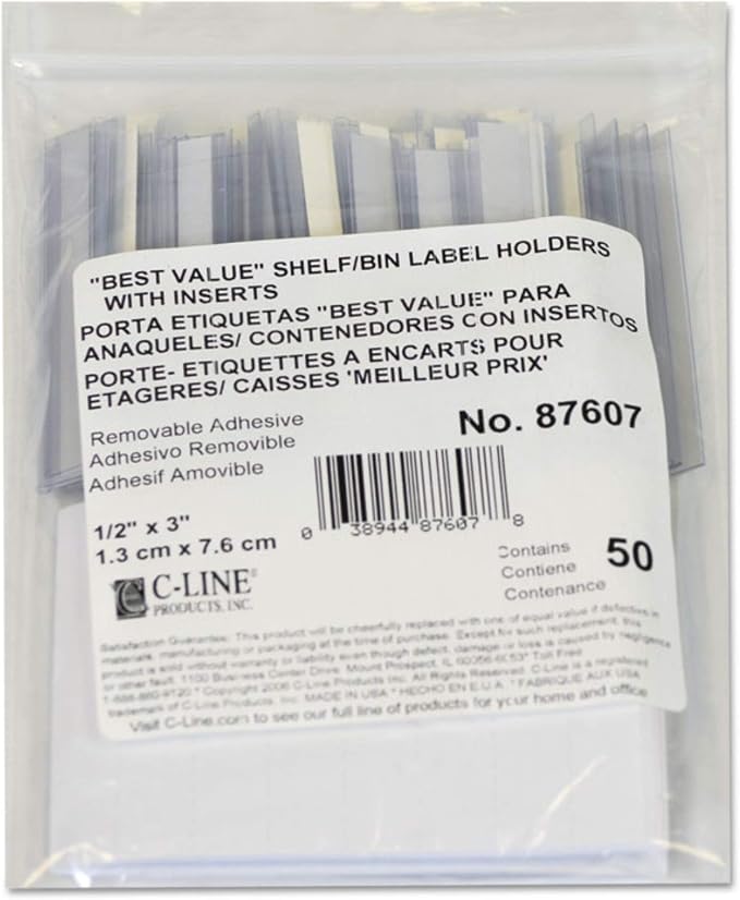 C-Line Self-Adhesive Label Holders, Top Load, 0.5 x 3 - Image 2