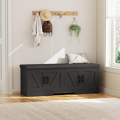 HOMSHO Farmhouse Shoe Storage Bench - Image 5