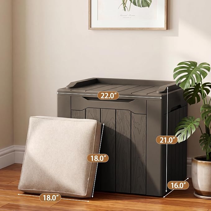 JUMMICO 31 Gallon Resin Deck Box Waterproof Indoor Outdoor Storage Boxes - Image 4